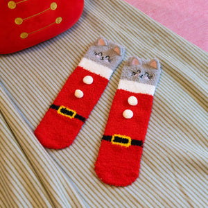 Legami - Adult Christmas Slipper Socks Kitty Santa - A Perfect Fit!