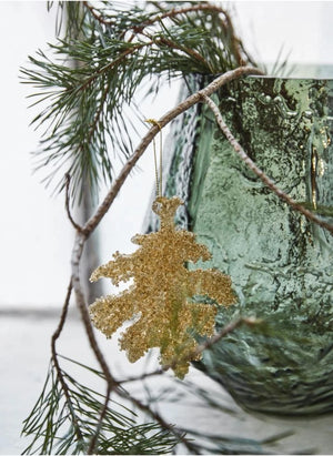 House Doctor - Gliz Leaf Christmas Decoration - 3-Piece Set | Gold