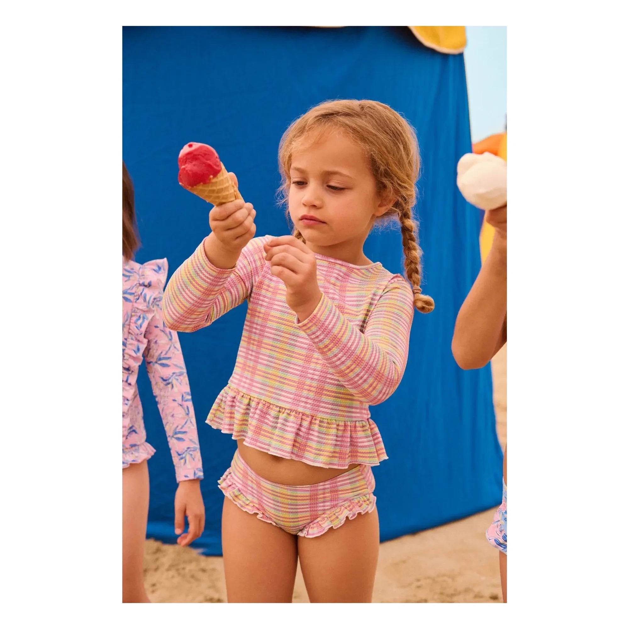 Louise Misha - Long Sleeve Swimsuit with Carreaux Pattern Made from Recycled Fibers | Pink