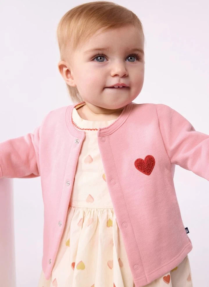 Petit Bateau - Organic Cotton Heart Cardigan | Pink