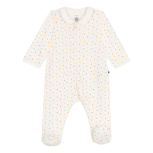 Petit Bateau - Banta Organik Pamuklu Patikli Pijama | Beyaz
