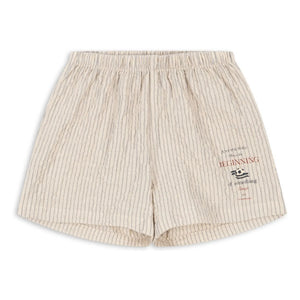Konges Sløjd - Elliott Striped Seersucker Organic Cotton Shorts | Beige
