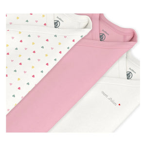 Petit Bateau - 3-Pack Mon Trésor Organic Cotton Cross-Back Romper Set | White