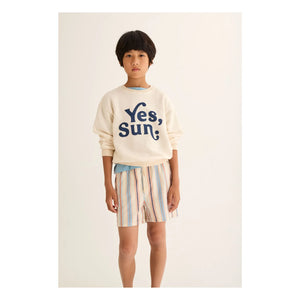 Cozmo - Zion Striped Organic Cotton Bermuda Shorts | Ivory