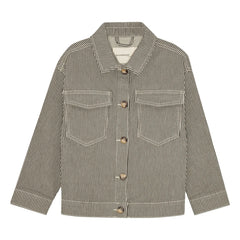 brunobruno nation - Lou Striped Organic Cotton Jacket | Dark Green