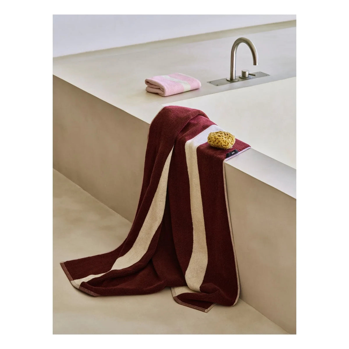Hay - Striped Bath Sheet | Burgundy