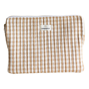 Gabrielle Paris - Gingham Laptop Sleeve | Camel