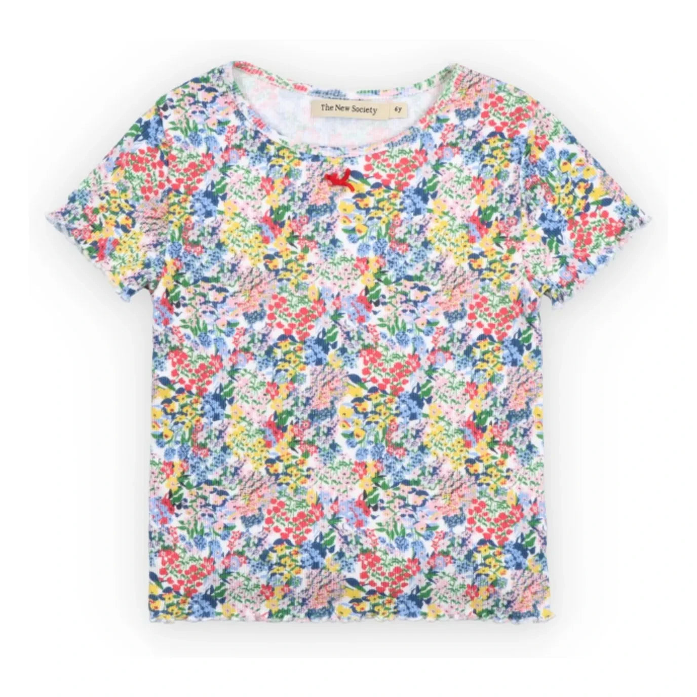 the new society - Verbena Floral Rib T-Shirt | Blue