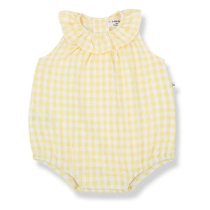 1+ in the family - Corfu Vichy Seersucker Overall | Light Yellow