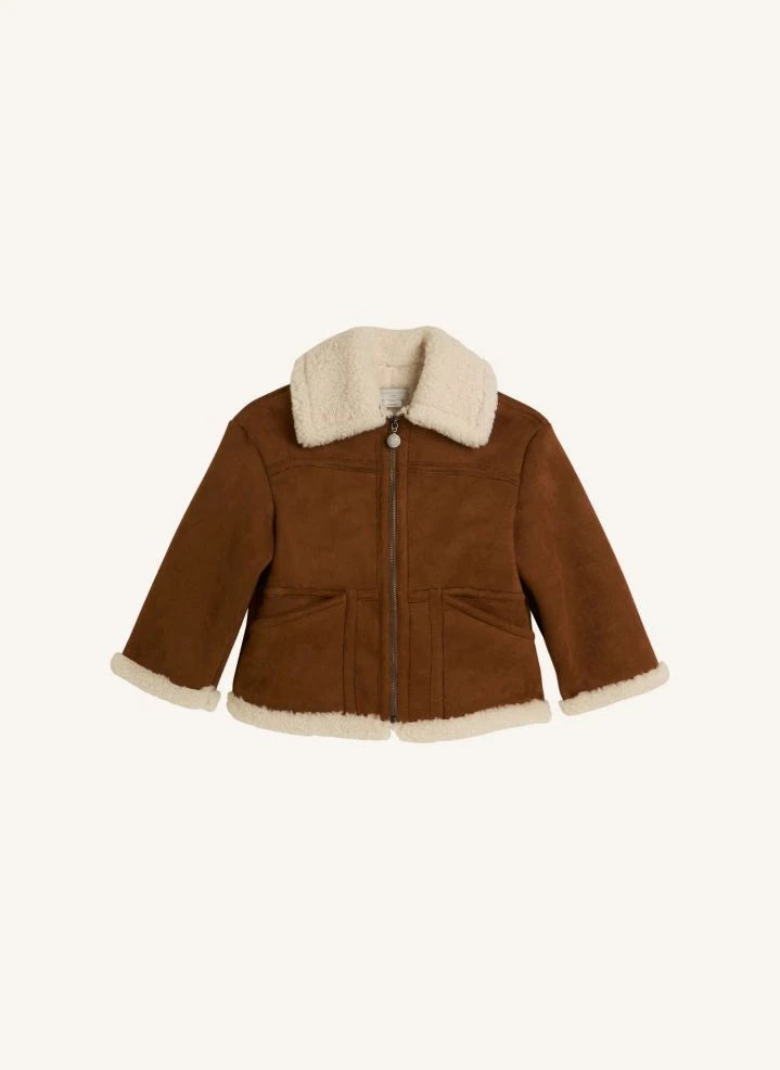 Stella McCartney Kids - Soft Suede Sherpa Jacket | Brown