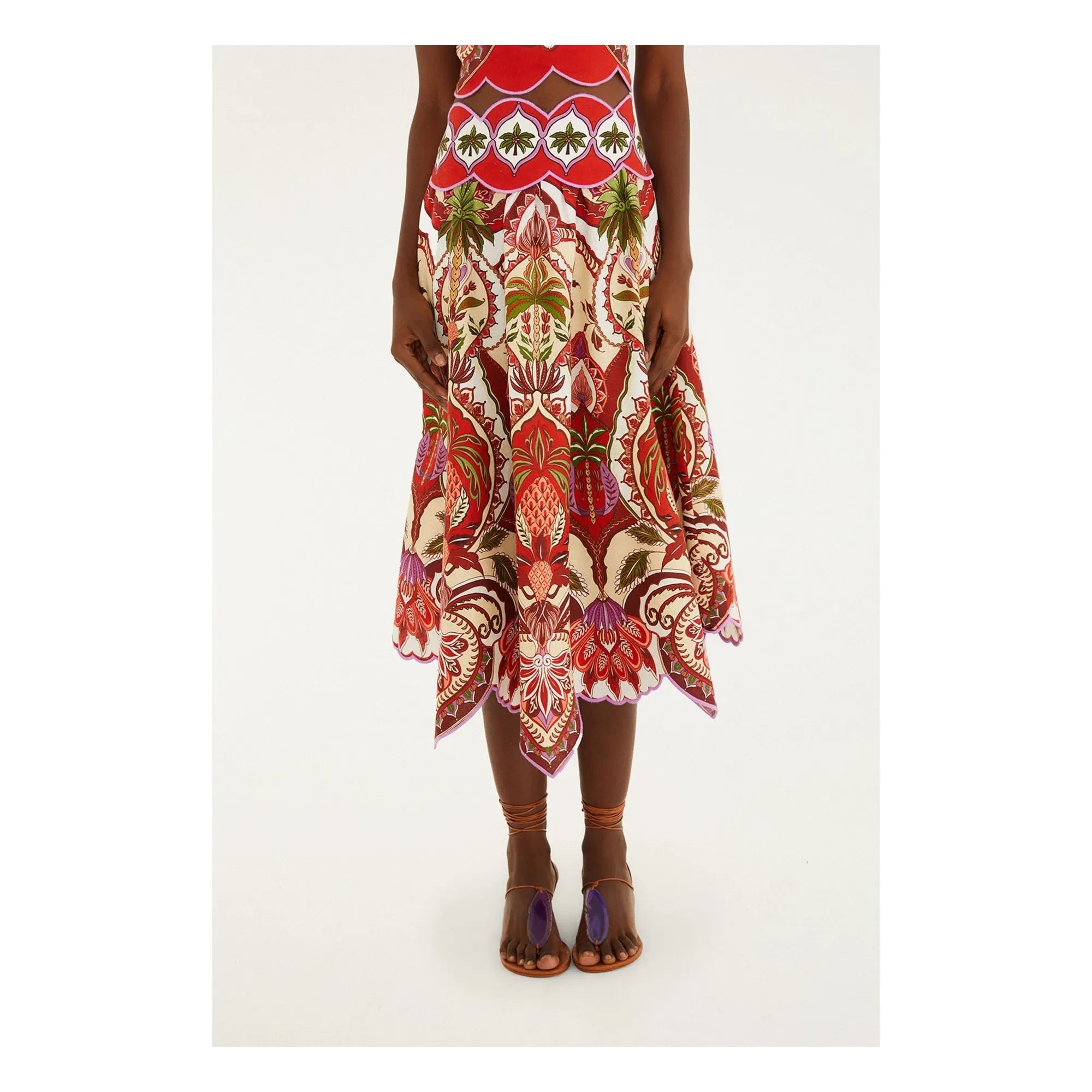 Farm Rio - Odara Linen Skirt | Red