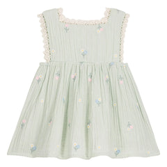 Louise Misha - Aloisa Fleurie Ruffled Bib Dress | Almond Green