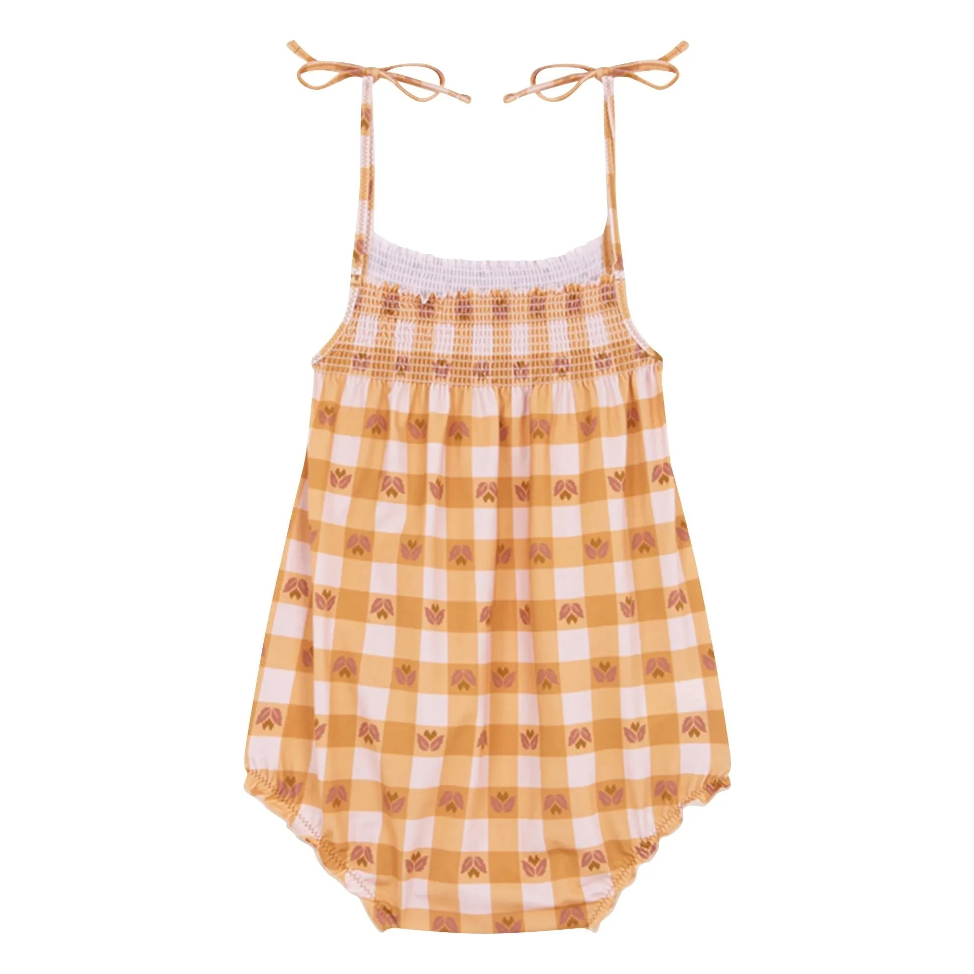 birinit - Peñalba Carreaux Baby Swimsuit | Mustard