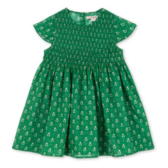 Konges Sløjd - Organic Cotton Gathered Dress | Green