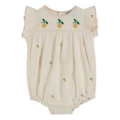 Emile et Ida - Lemon Embroidered Romper | Cream