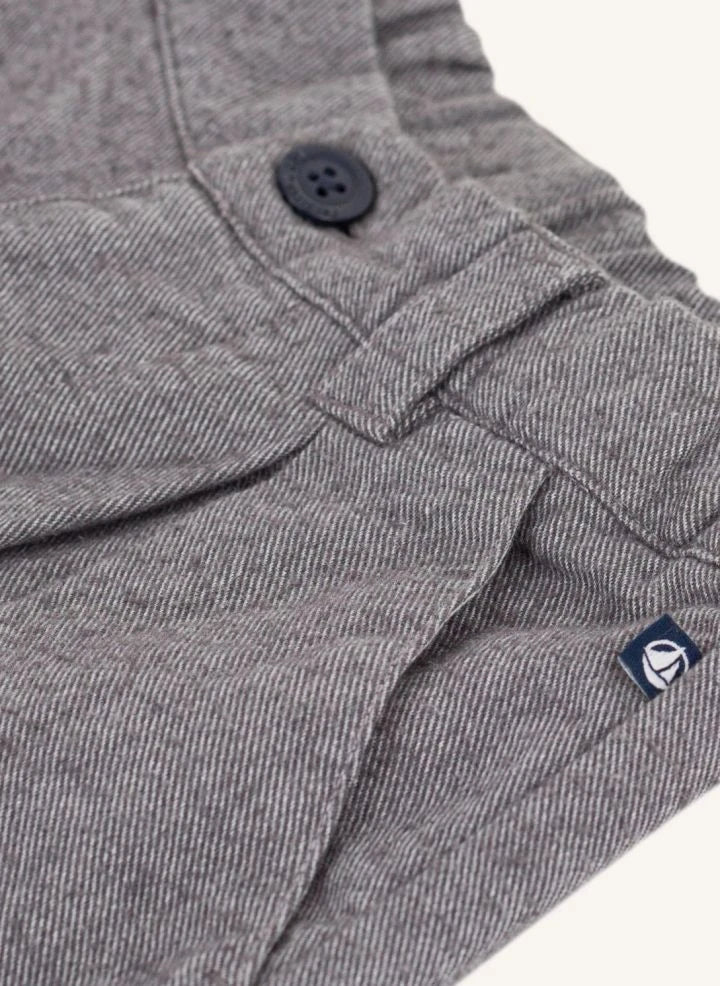 Petit Bateau - Organic Cotton Plain Trousers | Heather Grey
