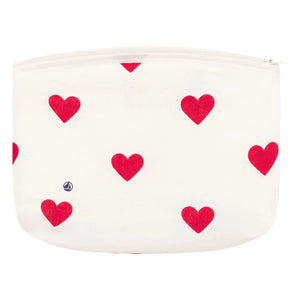 Petit Bateau - Organic Cotton Heart Pattern Pencil Case | White
