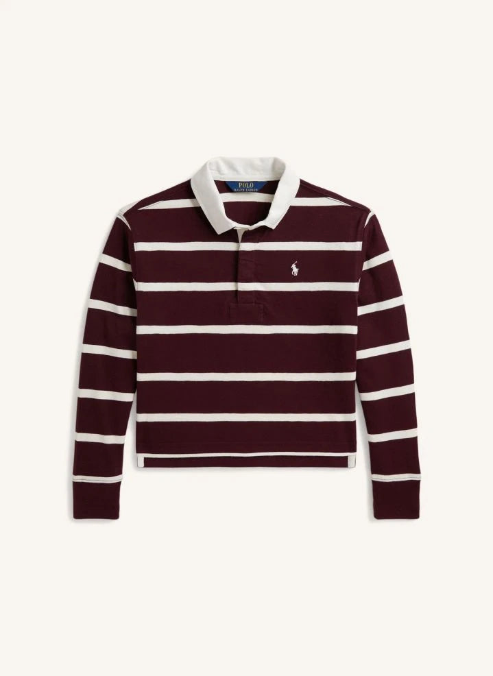 Ralph Lauren - Striped Logo Polo | Burgundy