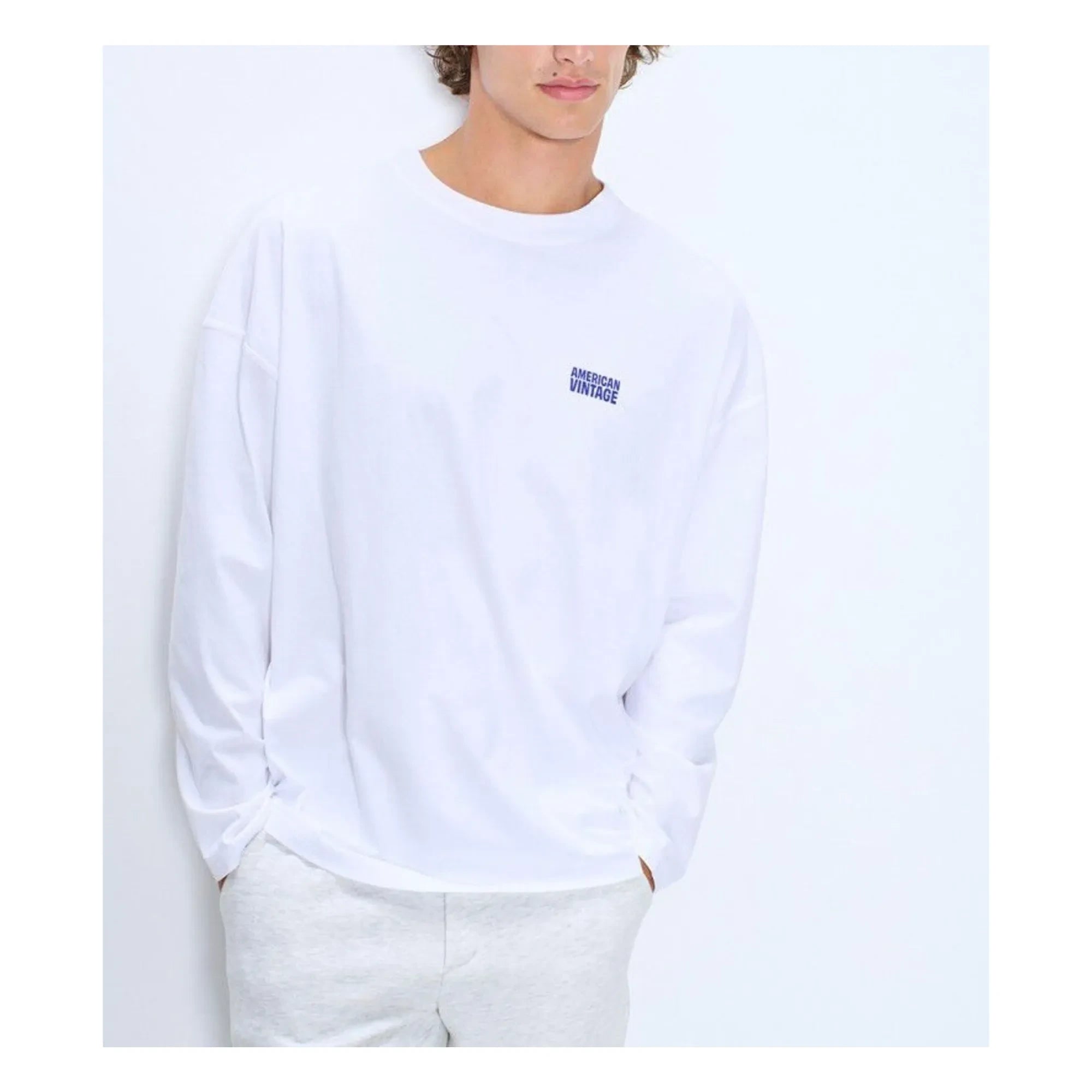 American Vintage - Gixy Cotton Long Sleeve T-Shirt | White