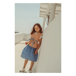 THE LiTTLE POETS - Pablo Carreaux Organic Cotton Sleeveless Embroidered Jacket | Apricot