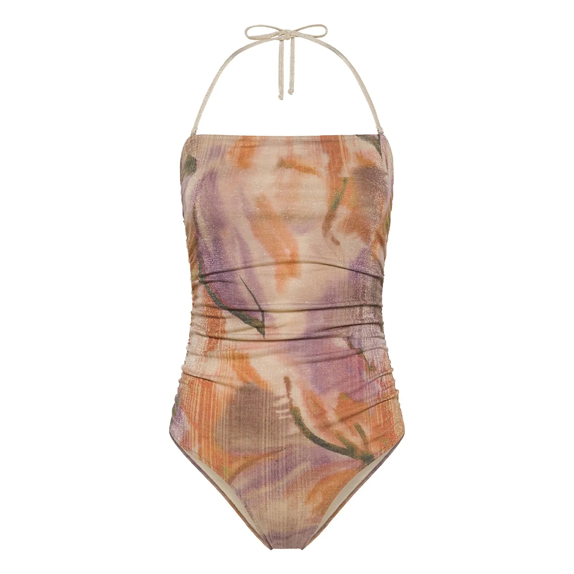 Momoni - Printed Metallic One-Piece Swimsuit | Purple