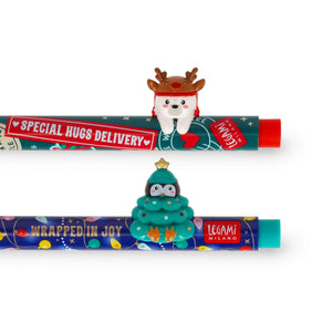 Legami - Set of Two Gel Pens with Animal Ornament - Jingle All the Way