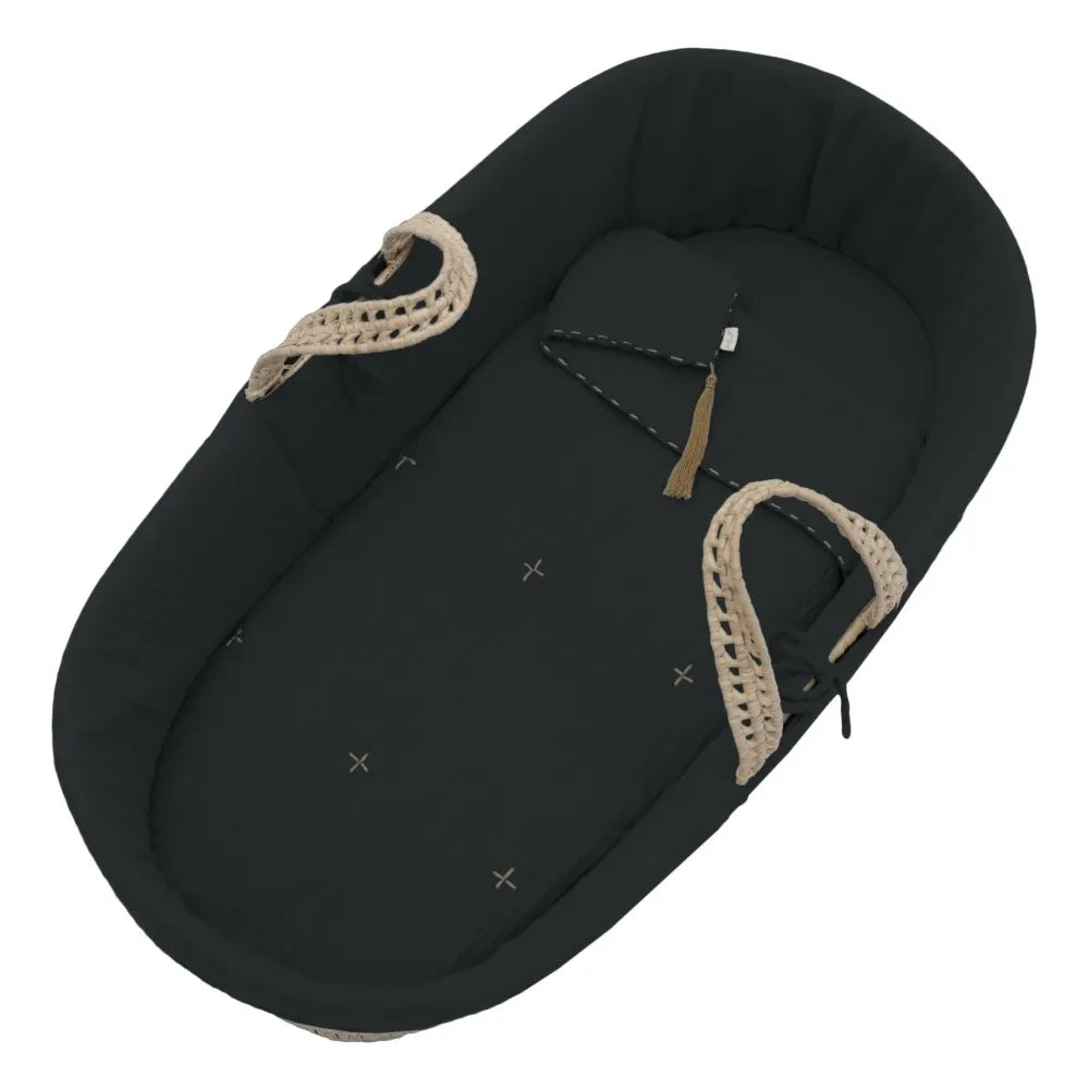 Numero 74 - Organic Cotton Moses Basket Bedding Set | Dark Gray S021