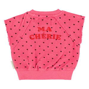 Piupiuchick - Cherry Organic Cotton Sleeveless Sweatshirt | Fuchsia