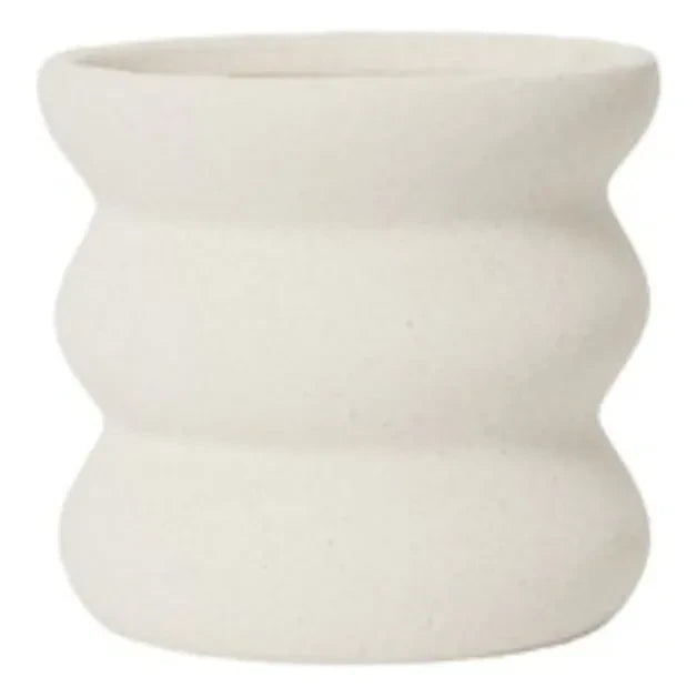 Broste Copenhagen - Mina Stone Ceramic Flowerpot | White