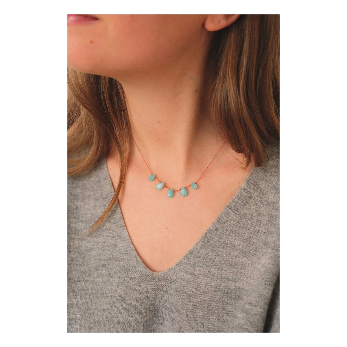 Ivarene - Necklace with 5 Drops | Amazonite