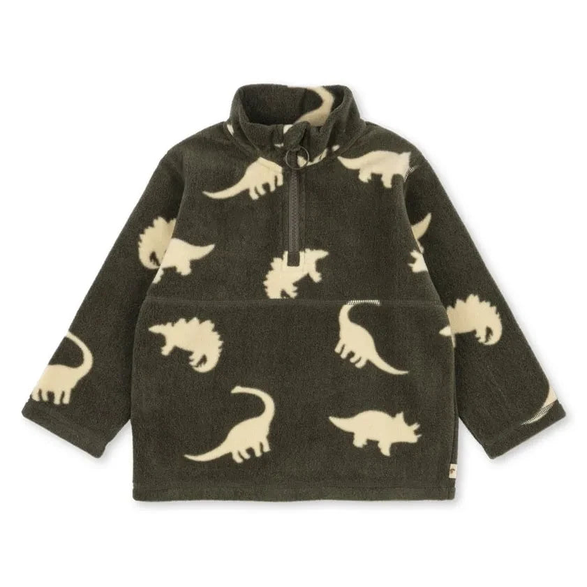 Konges Sløjd - Tavi Dinosaurs Fleece Sweatshirt Recycled Fiber | Khaki