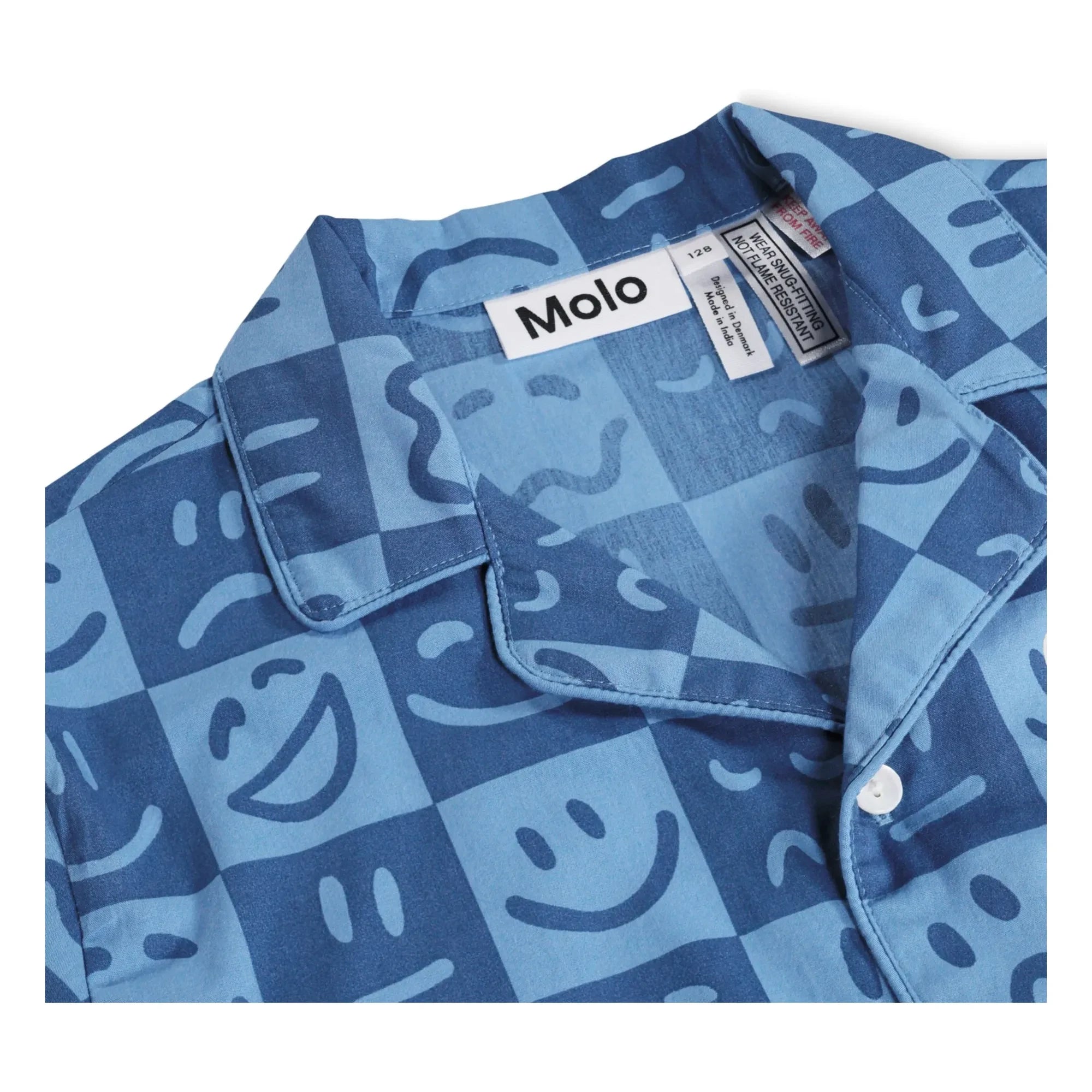 Molo - Lexi Damier Organic Cotton Short Pajamas | Blue