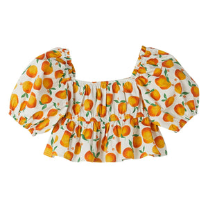 Fabula - Flared Cropped Blouses Orange | White