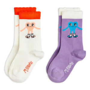 Mini Rodini - 2 Pairs Organic Cotton Heart Socks Set | White