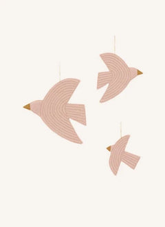 Muskhane - Birdy Felt Wall Decorations - Set of 3 | Dusty Pink