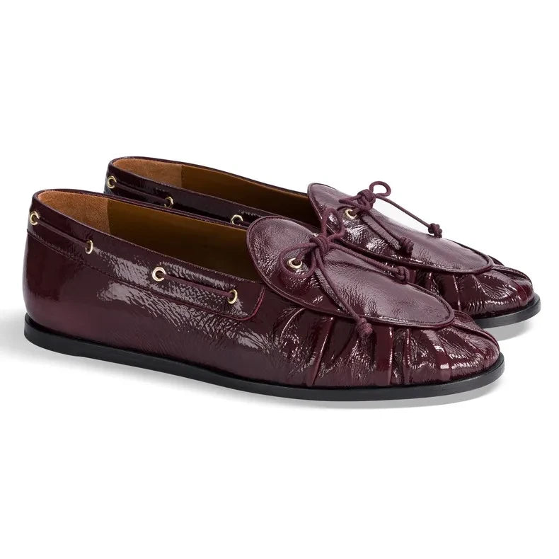 Socque Paris - Como Patent Leather Boat Shoes | Burgundy