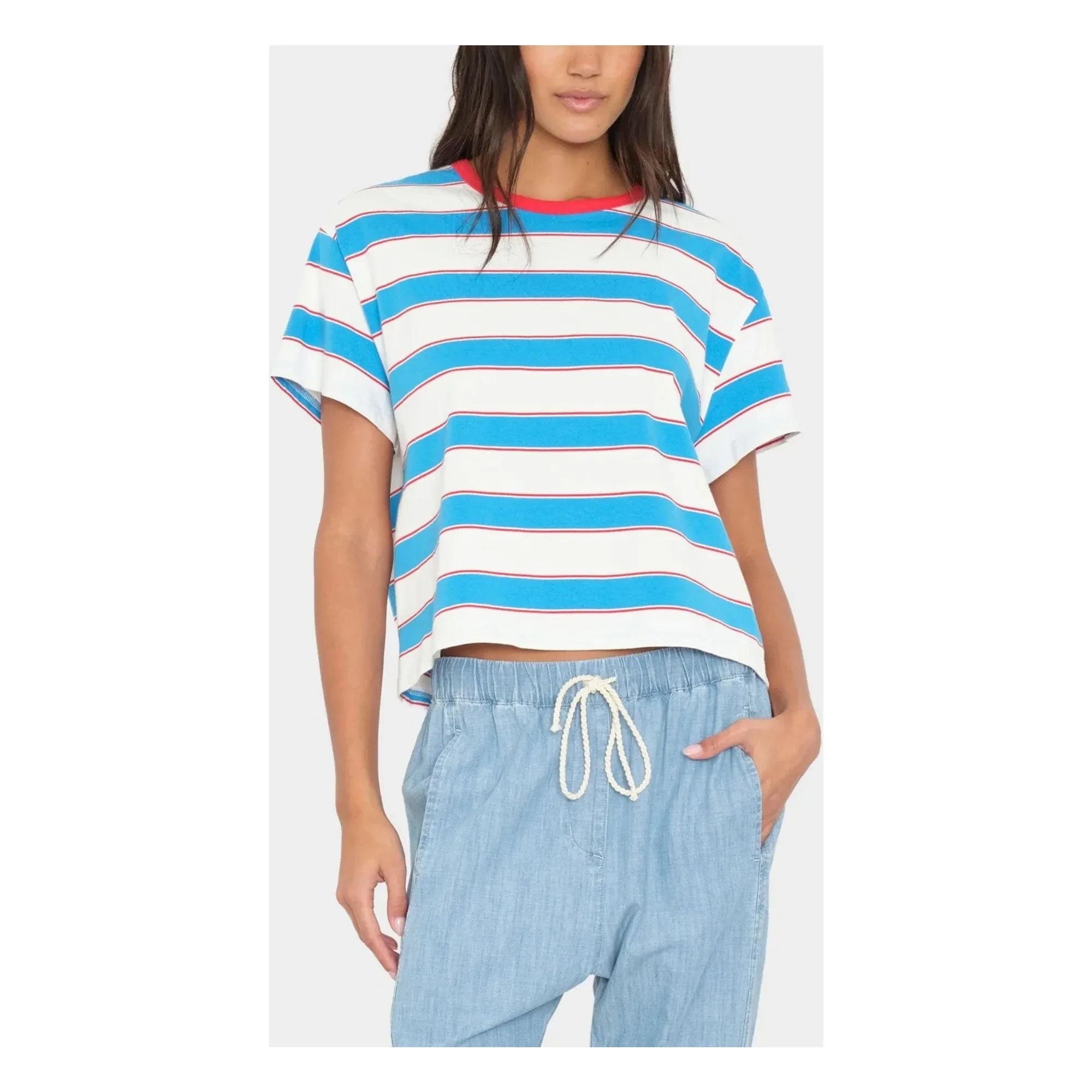Xirena - Carter Çizgili Pamuklu Tişört | Mavi