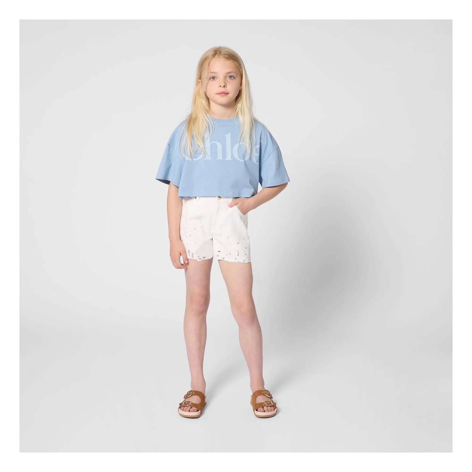 Chloé - Organic cotton embroidered shorts | White