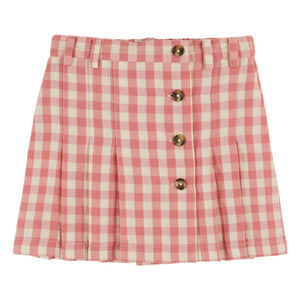 Emile et Ida - Pleated Gingham Skirt | Pink