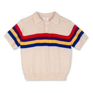 Wynken - Striped organic cotton polo shirt | Ecru