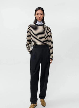 Cordera - Striped Organic Cotton T-Shirt | Black