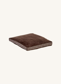 Madam Stoltz - Embroidered Velvet Chair Cushion | Brown