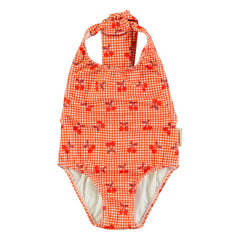 Piupiuchick - Vichy Recycled Fiber Swimsuit | Orange