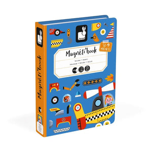Janod - Race Car Magnet Book - 50 Magnets