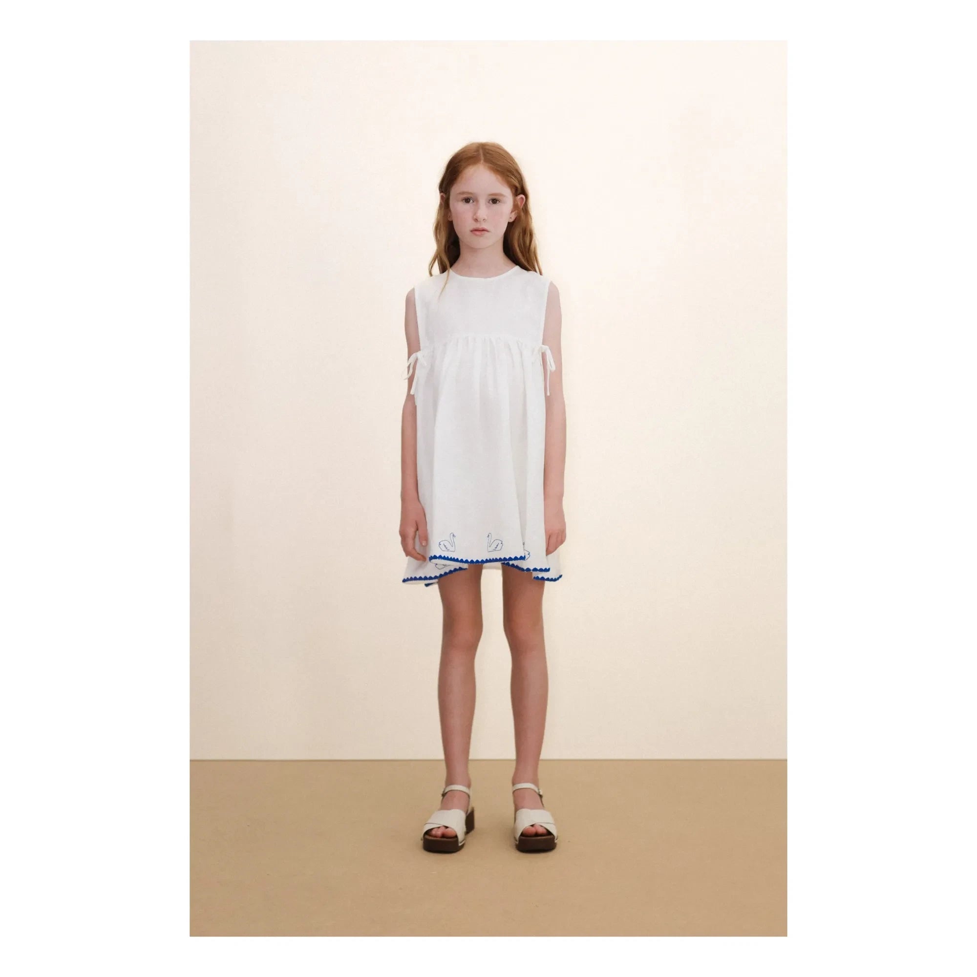 Tinycottons - Swans Linen Dress | White