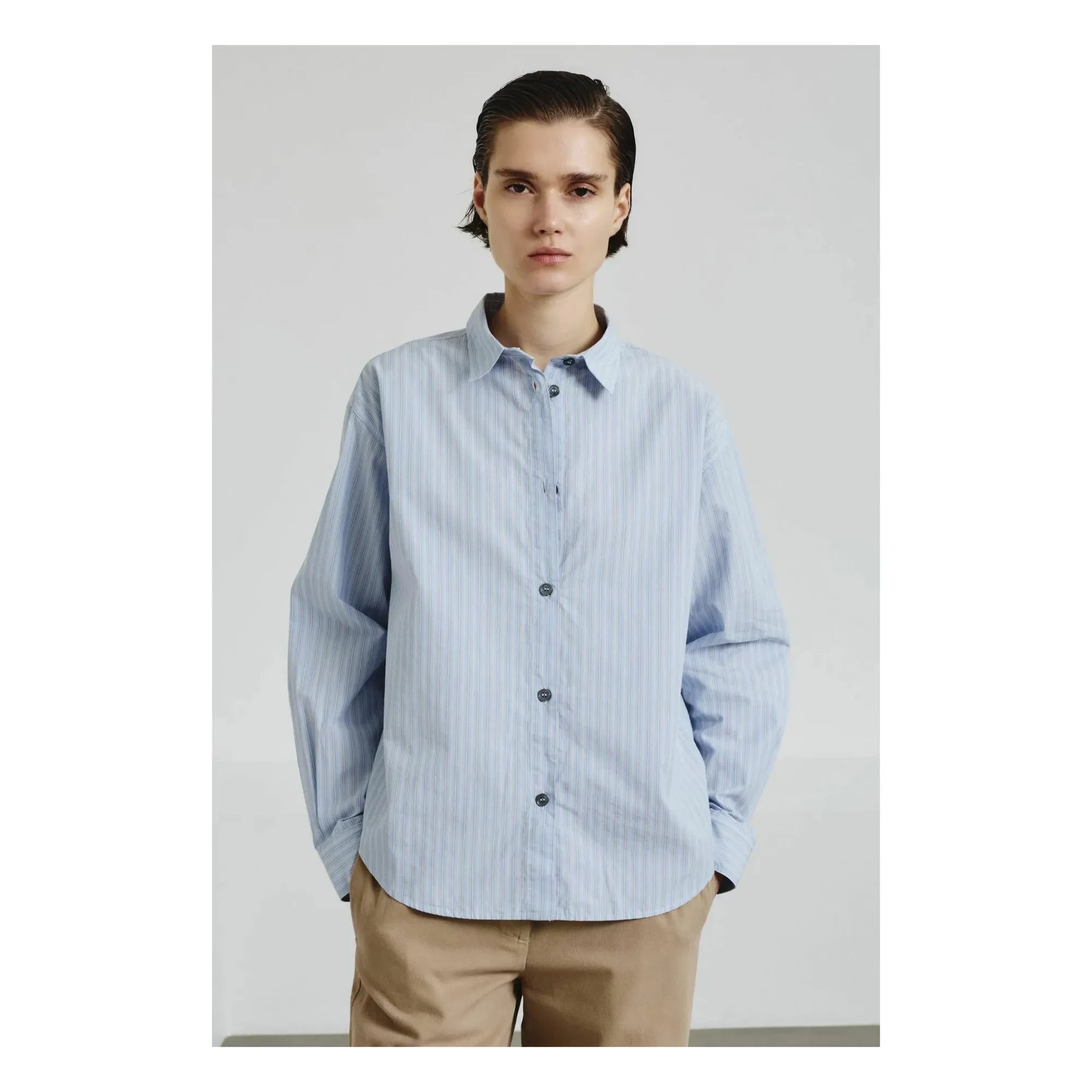 Pomandère - Striped Cotton Poplin Shirt | Blue