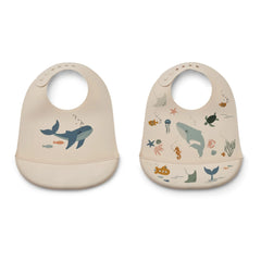 Liewood - Tilda Silicone Bibs - Set of 2 | Marine Life/Sandy
