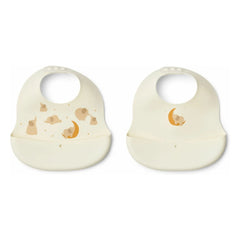 Liewood - Ember Silicone Bibs - 2-Pack | Elephant/Cream