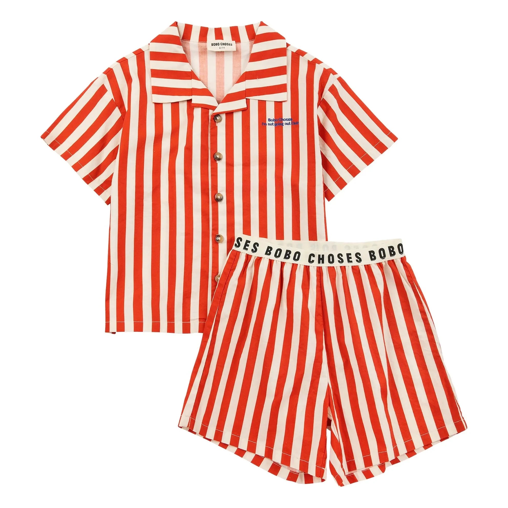 Bobo Choses - Striped Organic Cotton Shirt and Shorts Set | Red