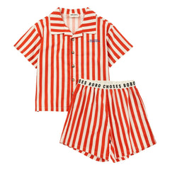Bobo Choses - Striped Organic Cotton Shirt and Shorts Set | Red